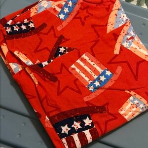 LuLaRoe Patriotic Red Star and Hat leggings